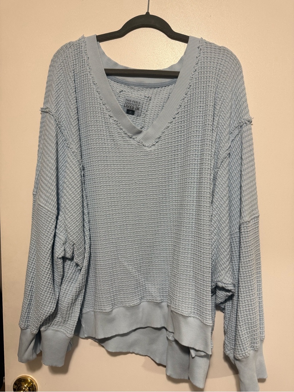 American Age Light Blue Waffle Knit Pullover